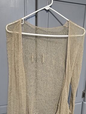 Lightweight Beige Open-Front Women’s Sweater Cardigan